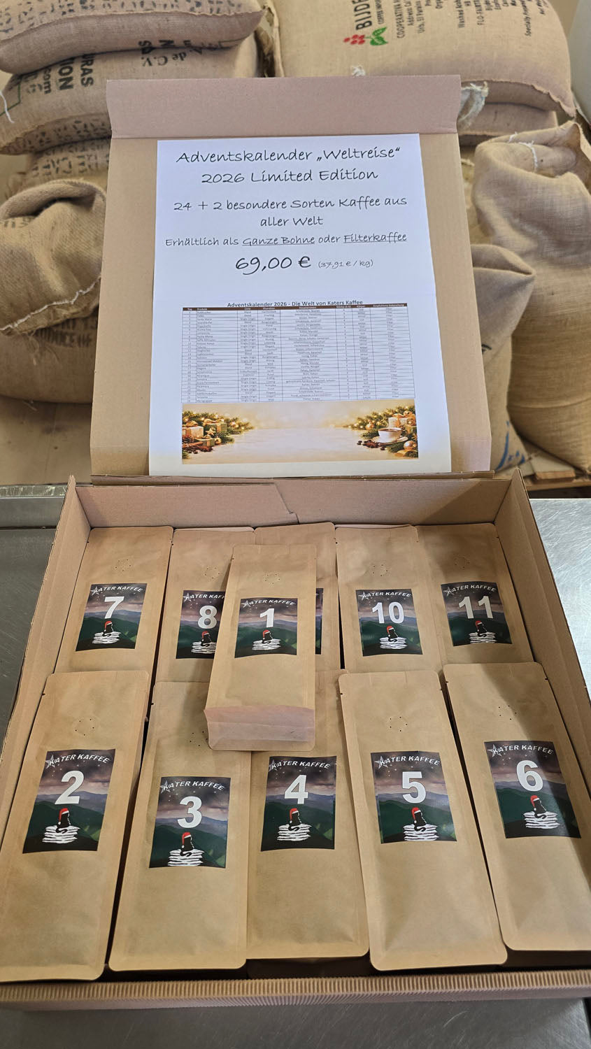 Kater Kaffee Adventskalender "Weltreise"